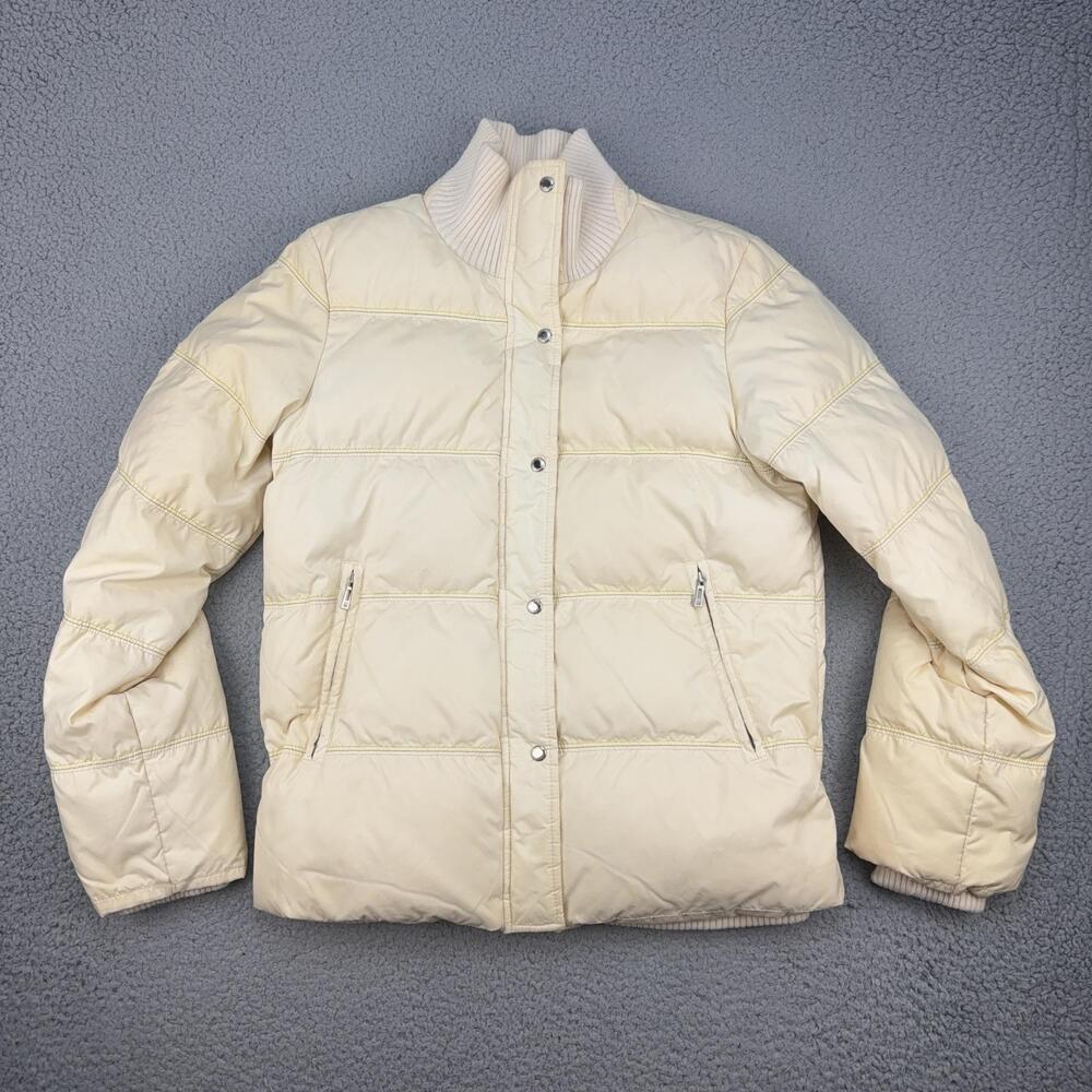 United Colors Of Benetton Jacket Mens 44 White Down Puffer Zip Pockets Winter